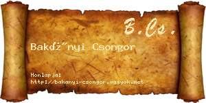 Bakányi Csongor névjegykártya